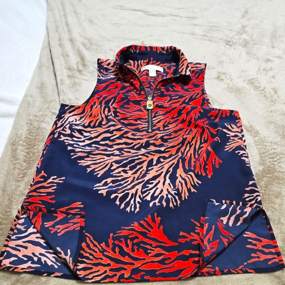Micharl KORS Zippered Sleeveless Top with Red and Orange Pattern - Picture 6 of 8